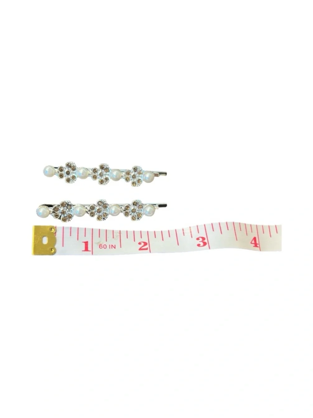 Elegant Pearl and Gold Crystal Rhinestones Hair Clips 2.5”FINAL PRICE DROP